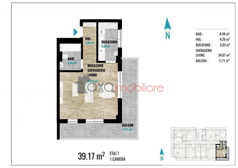 Apartment 1 rooms for sell in Cluj-napoca, ward Calea Turzii
