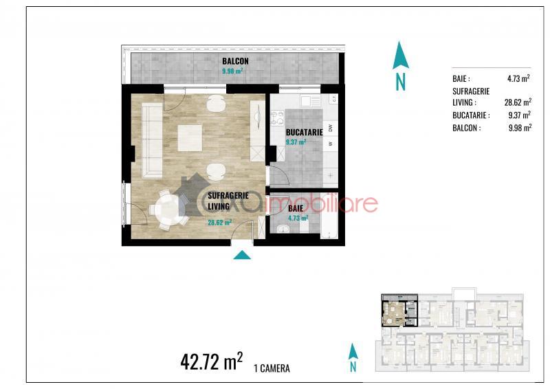 Apartament 1 camere de vanzare in Cluj-Napoca, cartier Calea Turzii