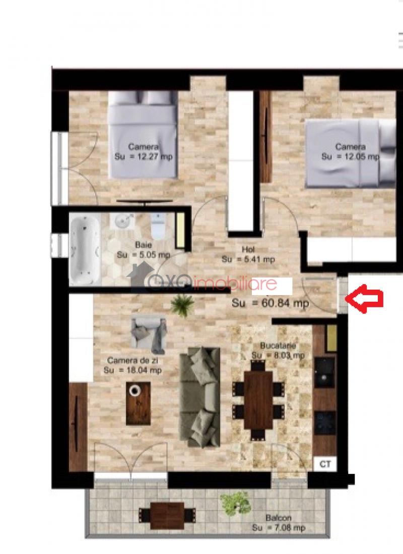 Apartament 3 camere de  vanzare in Cluj-Napoca, Campului ID 5095
