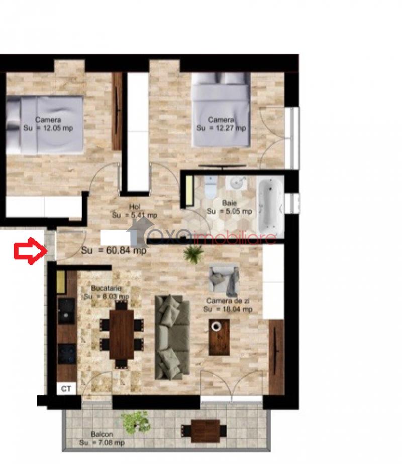 Apartament 3 camere de  vanzare in Cluj-Napoca, Campului ID 5095