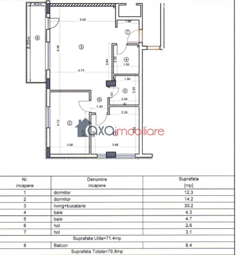 Apartament 3 camere de  inchiriat in Floresti ID 6529